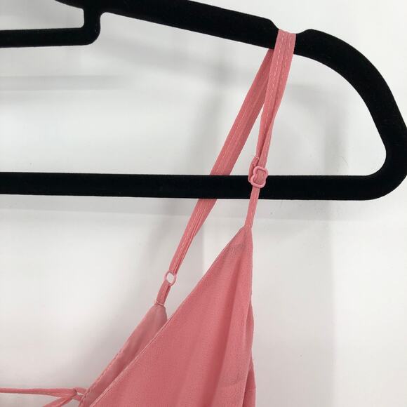 BB Dakota RSVP Blush Pink Spaghetti Strap Lace Up Back Side Zip Long Dress READ - Picture 4 of 10